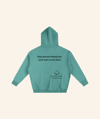 "Dear Person Behind Me" Oversized Fleece Hoodie – Black Print