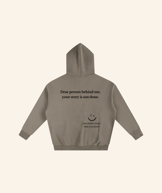 "Dear Person Behind Me" Oversized Fleece Hoodie – Black Print