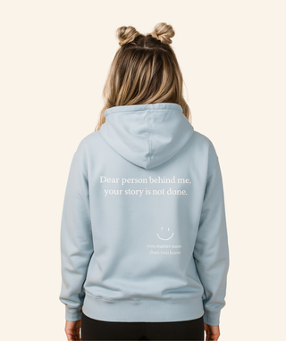 "Dear Person Behind Me" Lightweight Hoodie (100% Cotton) – White Print