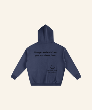 "Dear Person Behind Me" Oversized Fleece Hoodie – Black Print