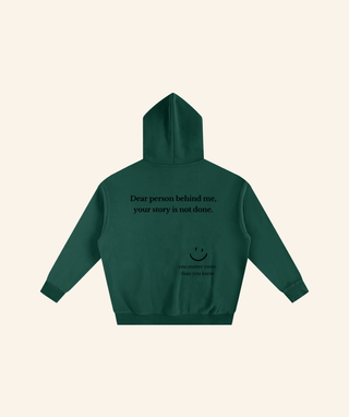 "Dear Person Behind Me" Oversized Fleece Hoodie – Black Print