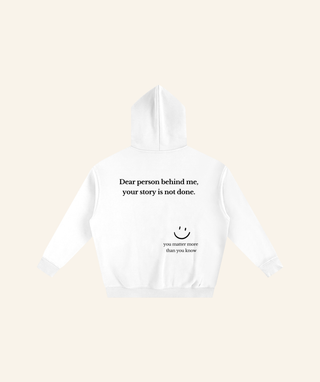 "Dear Person Behind Me" Oversized Fleece Hoodie – Black Print