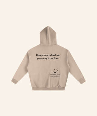 "Dear Person Behind Me" Oversized Fleece Hoodie – Black Print