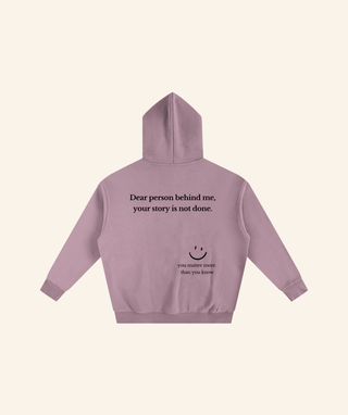 "Dear Person Behind Me" Oversized Fleece Hoodie – Black Print