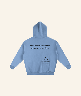"Dear Person Behind Me" Oversized Fleece Hoodie – Black Print