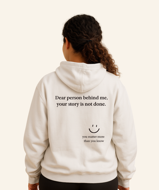 "Dear Person Behind Me" Oversized Fleece Hoodie – Black Print